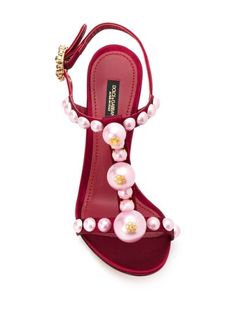 Dolce & Gabbana 105Mm Pearl-Embellished Sandals CR0887AJ695 Red | Farfetch