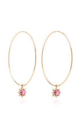 18K Rose Gold, Garnet And Diamond Earrings by M.Spalten | Moda Operandi