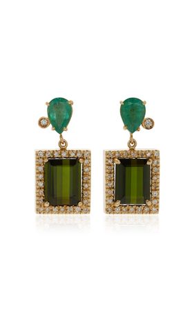 Cora 18k Yellow Gold Multi-Stone Earrings By Carolina Neves | Moda Operandi