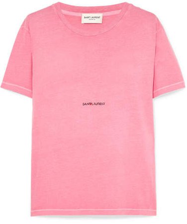 Printed Cotton-jersey T-shirt - Bright pink