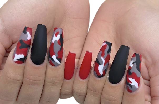 Red black grey nails