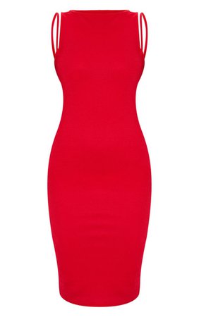Red Sleeveless Strap Cut Out Midi Dress | PrettyLittleThing USA