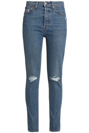 Distressed high-rise skinny jeans | RE/DONE | Sale up to 70% off | THE OUTNET