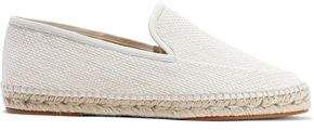 Leather-trimmed Woven Espadrilles