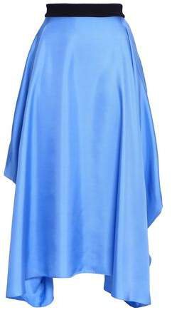 Asymmetric Silk Satin-twill Midi Skirt