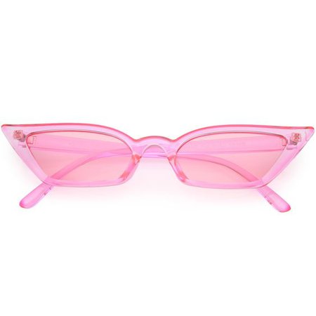 *clipped by @luci-her* Retro Women's Translucent Thin Cat Eye Color Tone Sunglasses C663