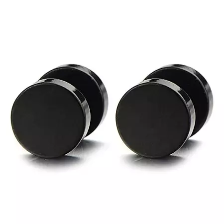5MM-16MM Black Screw Stud Earrings for Men and Women, Stainless Steel Cheater Fake Ear Plugs, Gauges Illusion Tunnel for a Striking, Edgy Look – COOLSTEELANDBEYOND Jewelry