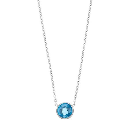 14k White Gold Swiss Blue Topaz Necklace