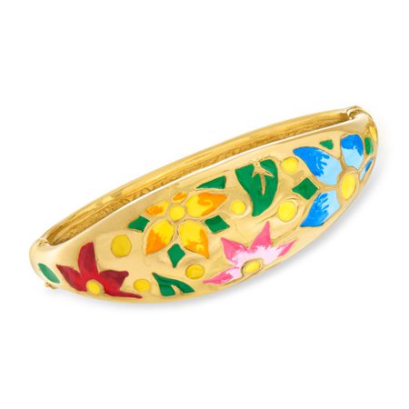 Ross-Simons Italian Multicolored Enamel Flower Bangle Bracelet