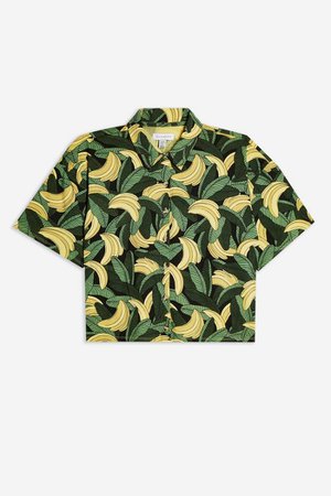 Bananas Print Polo Top | Topshop Green