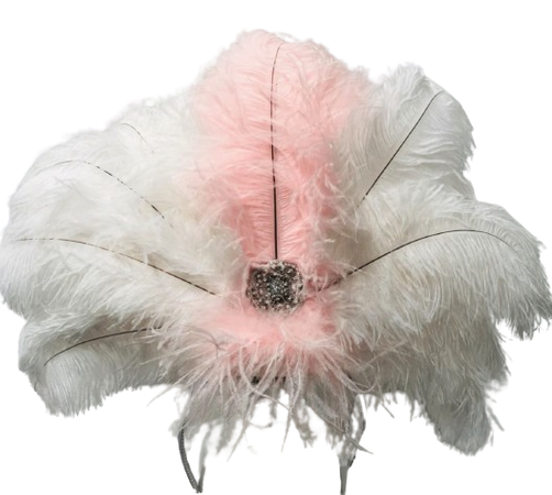 Pink/White Burlesque Feathered Headband:Google Search:KlosetKouture
