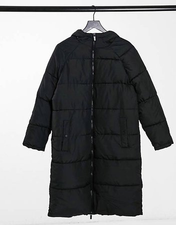 New Look maxi quilted duvet puffer coat in black | ASOS