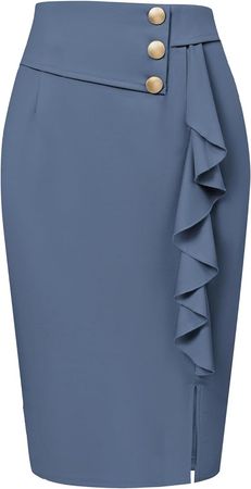 Amazon.com: Belle Poque Women High Waisted Pencil Skirt Split Pencil Skirt for Work Blue-Grey XXL : Clothing, Shoes & Jewelry