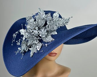 Navy Blue Silver Hat