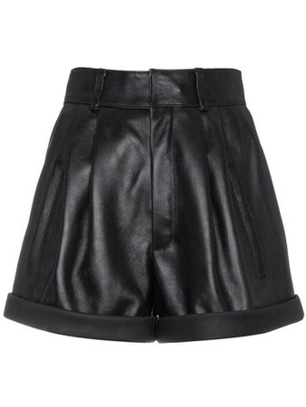 Saint Laurent high-waisted leather shorts - Black