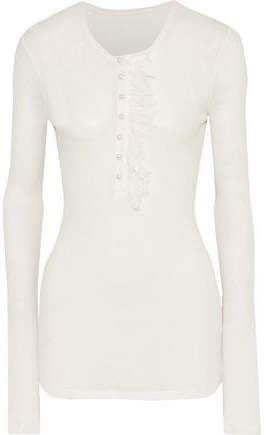 Lace-trimmed Ribbed Jersey Top