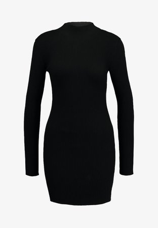 Missguided BASIC HIGH NECK LONG SLEEVE JUMPER DRESS - Robe fourreau - black - ZALANDO.FR