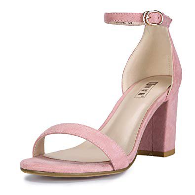 Amazon.com | IDIFU Women's IN3 Cookie-MI Open Toe Mid Heel Chunky Block Ankle Strap Dress Sandals | Heeled Sandals