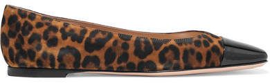 Leopard-print Suede And Patent-leather Ballet Flats - Leopard print