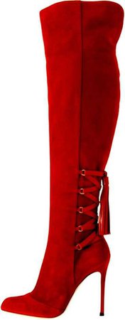 Knee high red boots