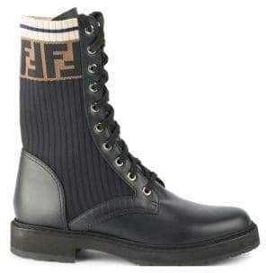 Women's Rockoko Leather& Knit Combat Boots - Size 40 (10)