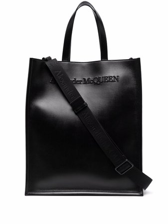 Alexander McQueen logo-embroidered leather tote - FARFETCH