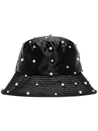 Black Jennifer Behr Mallorie pearl-embellished bucket hat 15XB1blackpearl - Farfetch