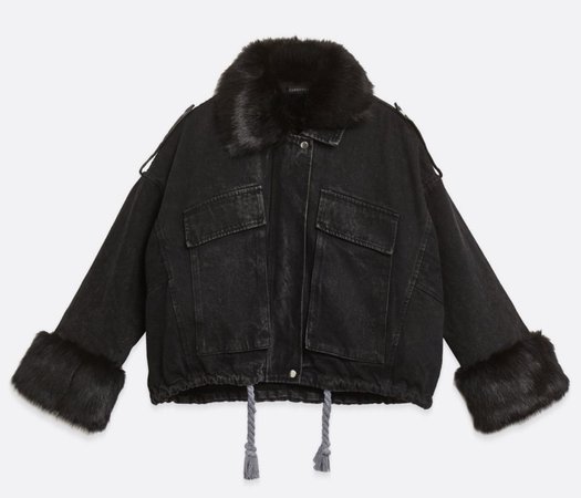 denim jacket with faux fur