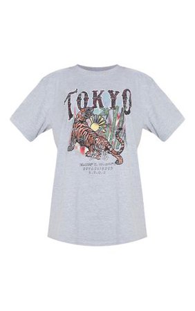Grey Tokyo Oversized T Shirt | Tops | PrettyLittleThing