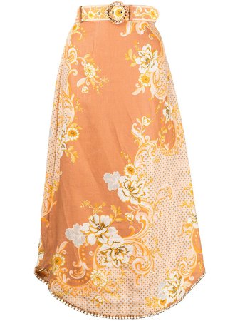 Shop ZIMMERMANN Postcard Aline skirt with Express Delivery - FARFETCH