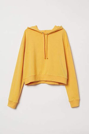 Short Hooded Sweatshirt - Yellow