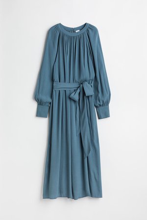 Tie-belt Crêped Dress - Dark turquoise - Ladies | H&M CA