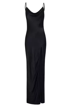 Jade Cowl Neck Backless Maxi Dress - Black - MESHKI
