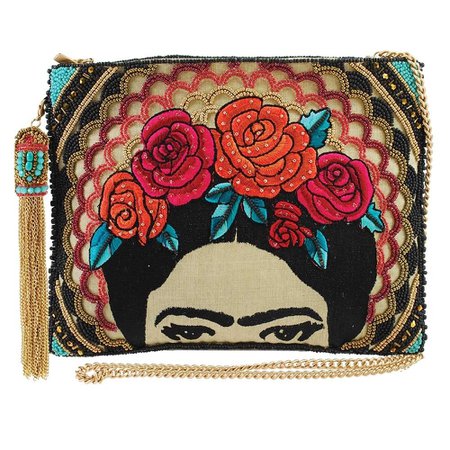Frida Beaded/Embroidered Crossbody Clutch Handbag