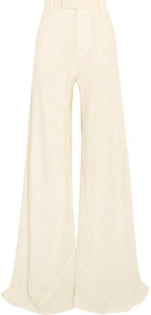 Silk-jacquard Wide-leg Pants - Ivory
