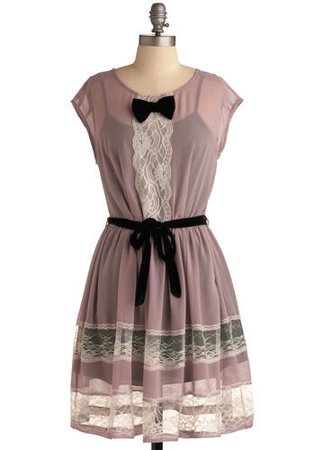 Dahlia $130 Romantic Bow and Lace Layered Belted Mauve Pink Dress M | eBay
