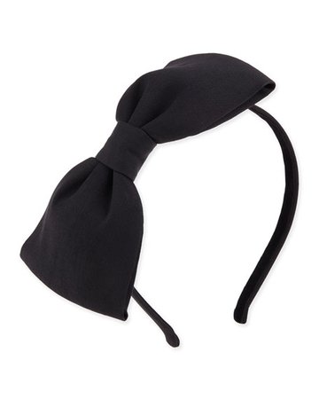 kate spade new york girls' large velvet bow headband, black