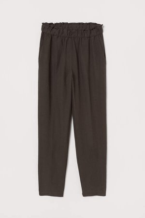 Linen-blend Pull-on Pants - Beige