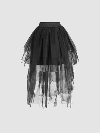 black skirt with mesh
