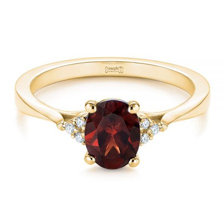 14k Yellow Gold Custom Garnet And Diamond Cluster Engagement Ring #104870 - Seattle Bellevue | Joseph Jewelry