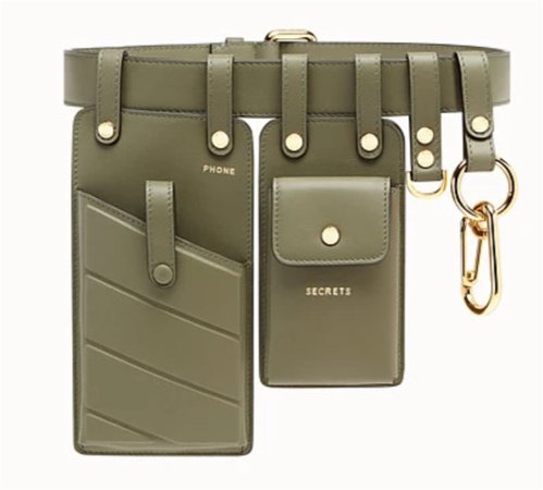 Fendi Utility Belt Leather Khaki Green