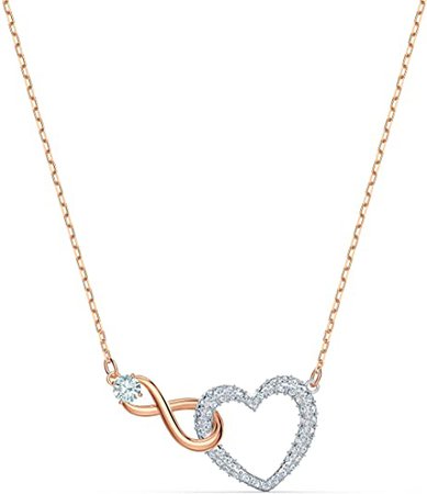 SWAROVSKI Women's Infinity Heart Mixed Metal Finish Necklace, White Crystal: Jewelry
