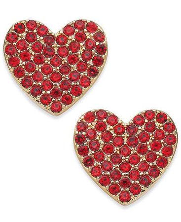 kate spade new york Rose Gold-Tone Pavé Heart Stud Earrings - Fashion Jewelry - Jewelry & Watches - Macy's