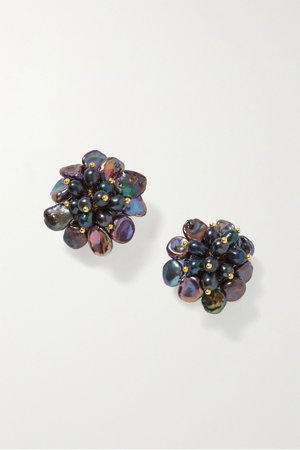 Black Flower pearl earrings | Bibi Marini | NET-A-PORTER