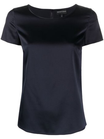 Shop blue Emporio Armani short sleeve blouse with Express Delivery - Farfetch