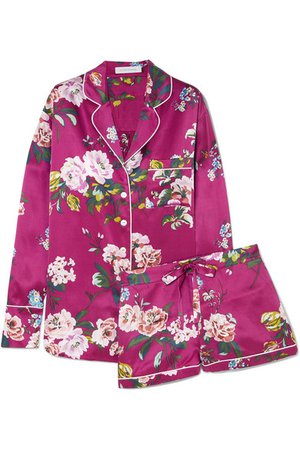 Olivia von Halle | Alba floral-print silk-satin pajama set | NET-A-PORTER.COM