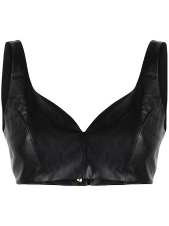 Pinko faux-leather cropped top - FARFETCH