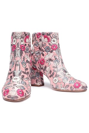 Pastel pink Embroidered canvas ankle boots | Sale up to 70% off | THE OUTNET | STUART WEITZMAN | THE OUTNET