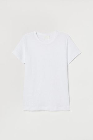 Linen T-shirt - White - Ladies | H&M US