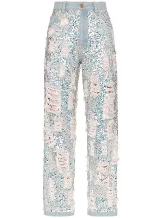 Ashish sequin embellished ripped boyfriend jeans £1,430 - Shop SS19 Online - Fast Delivery, Free Returns